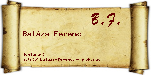 Balázs Ferenc névjegykártya