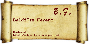 Balázs Ferenc névjegykártya